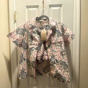 NWT XXS/P Anthropology Print Fresh Tiger Queen Pajama Short Set